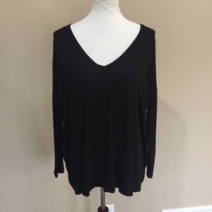 NWT long sleeve black V-neck Piko top